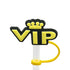 Straw Mouthpiece Silicone Dust Plug Decorative Buckle Clip Personalized Letter Label for Tumblers